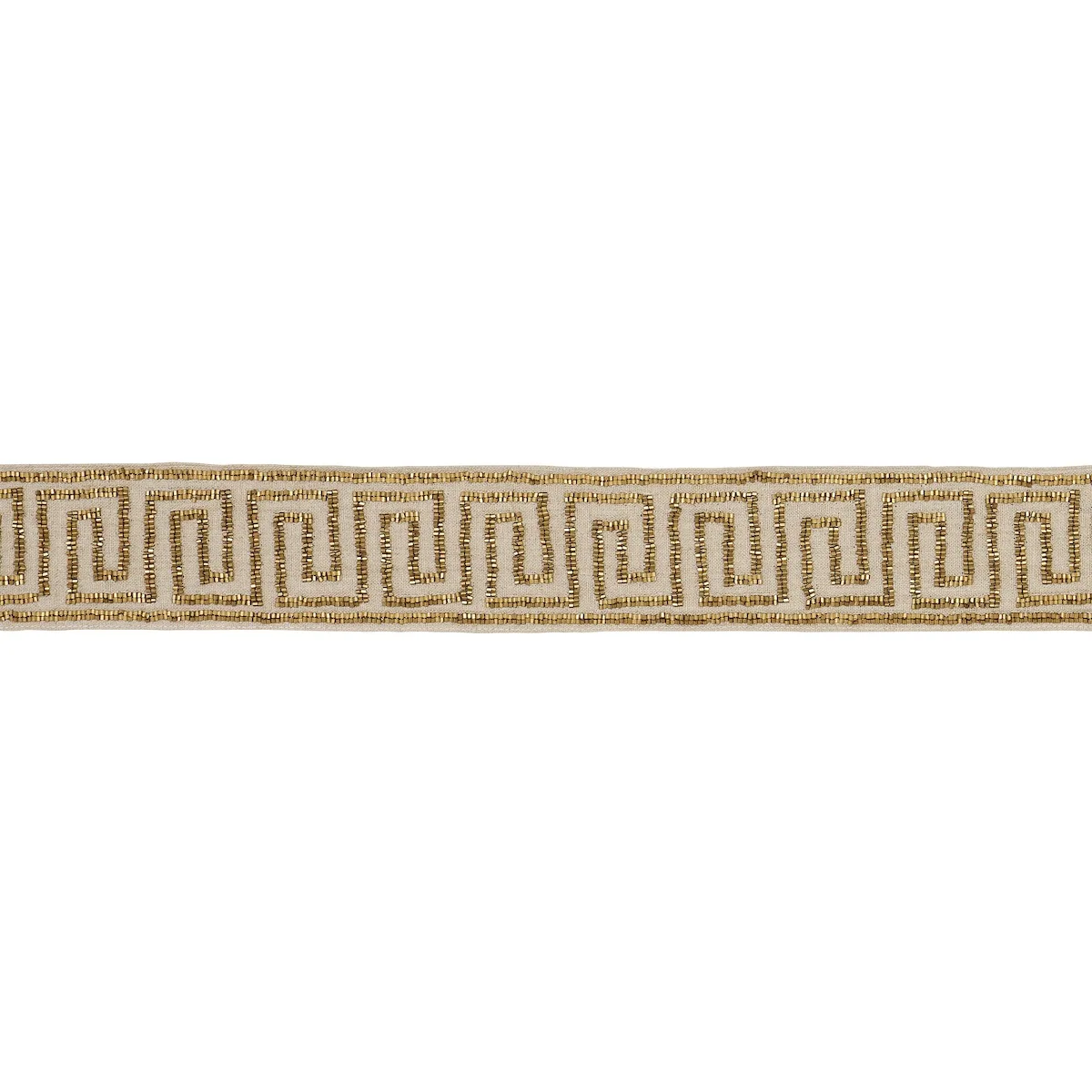 Schumacher Delphi Beaded Tape trim in Gold on Natural (83641)