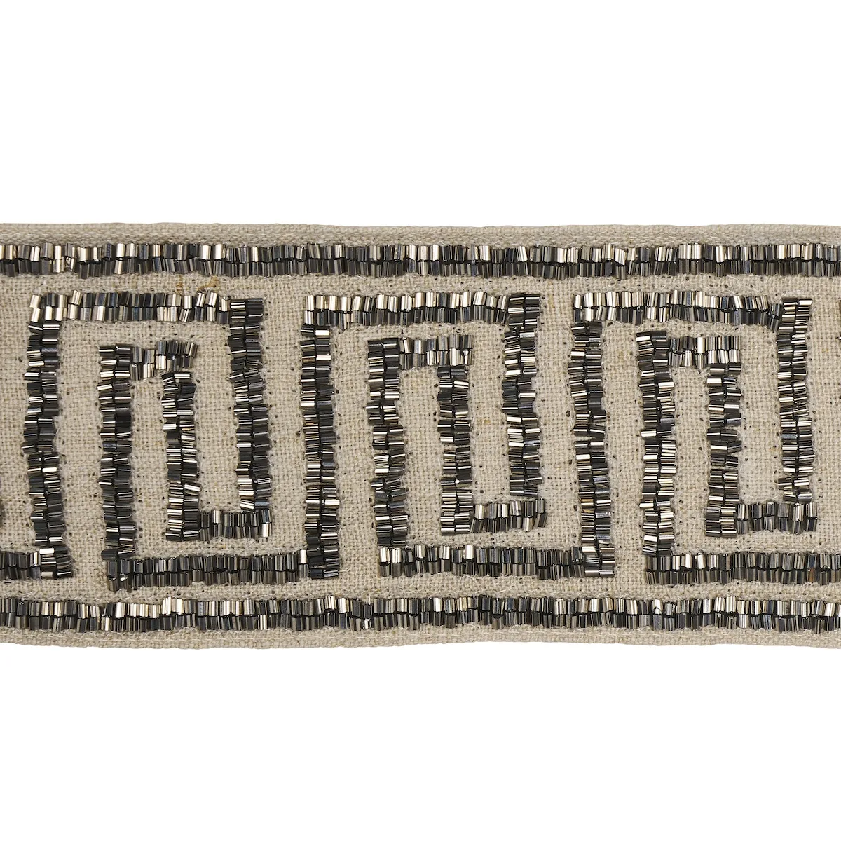 Schumacher Delphi Beaded Tape trim in Mercury on Natural (83640)