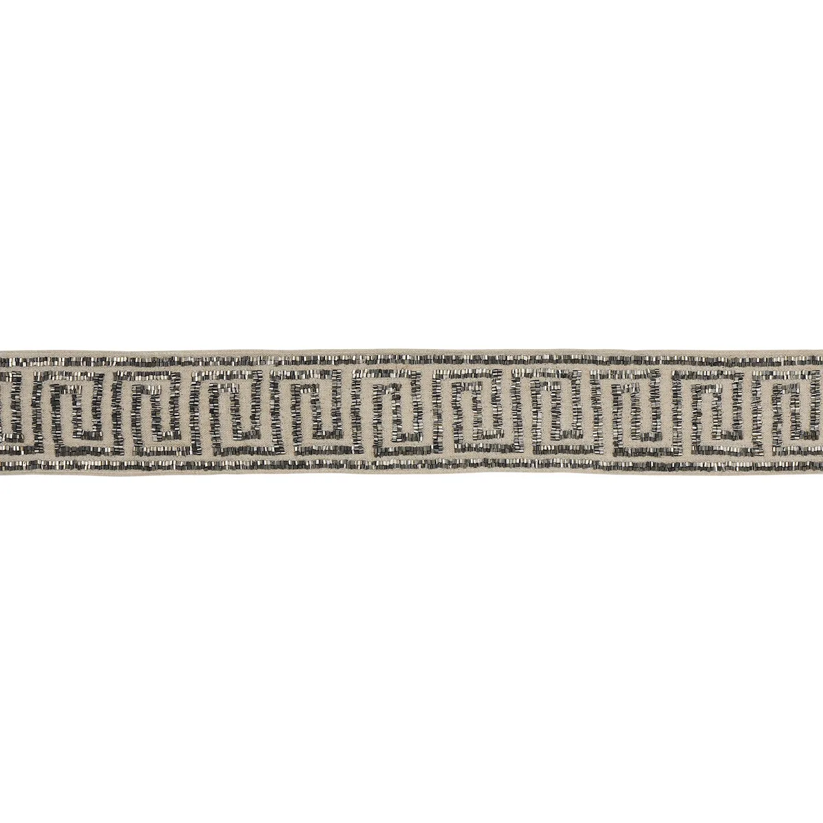Schumacher Delphi Beaded Tape trim in Mercury on Natural (83640)