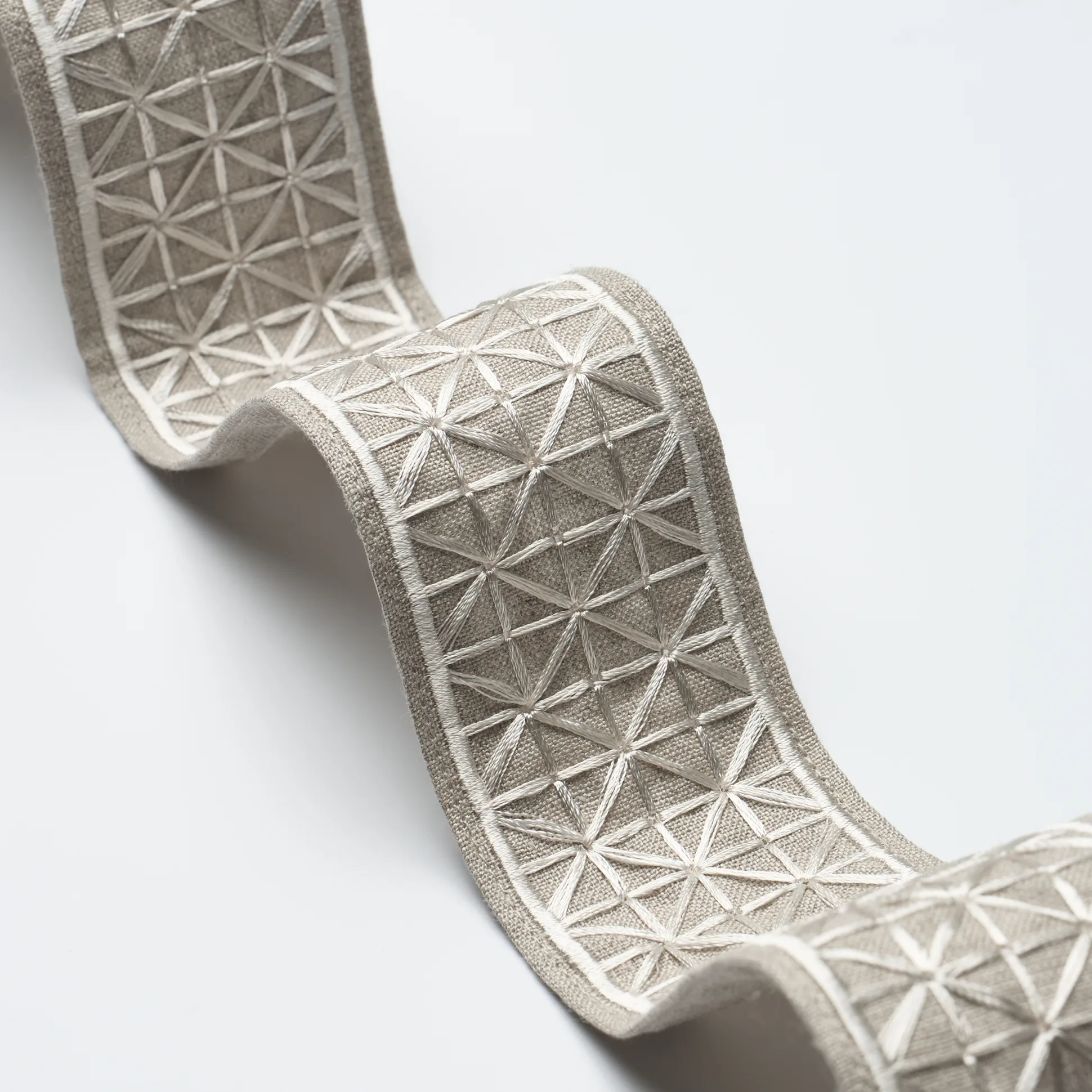 83850 | Directoire Tape Narrow - Ivory on Natural Schumacher Directoire Tape Narrow trim in Ivory on Natural (83850)