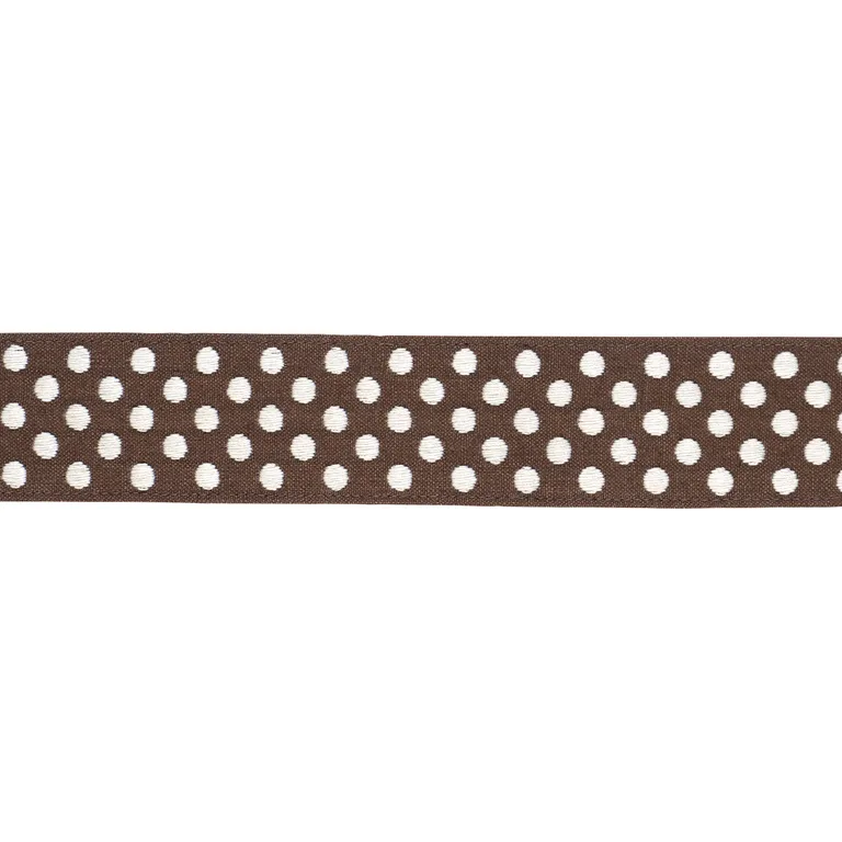 Schumacher Dotted Embroidered Tape trim in Brown (86294)