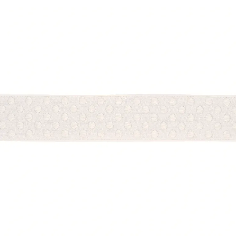 Schumacher Dotted Embroidered Tape trim in Ivory (86291)