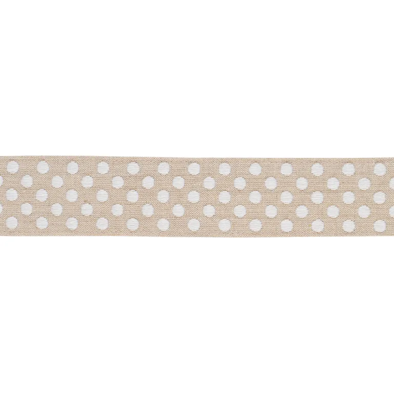 Schumacher Dotted Embroidered Tape trim in Natural (86290)
