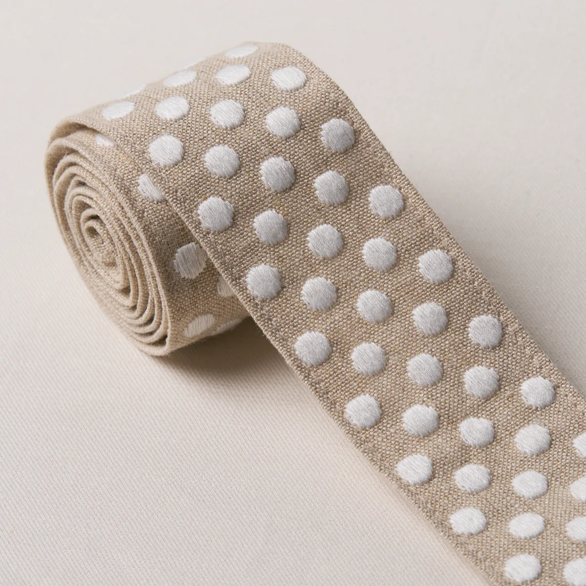 86290 | Dotted Embroidered Tape - Natural Schumacher Dotted Embroidered Tape trim in Natural (86290)