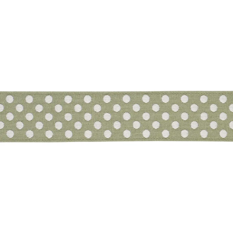Schumacher Dotted Embroidered Tape trim in Sage (86293)