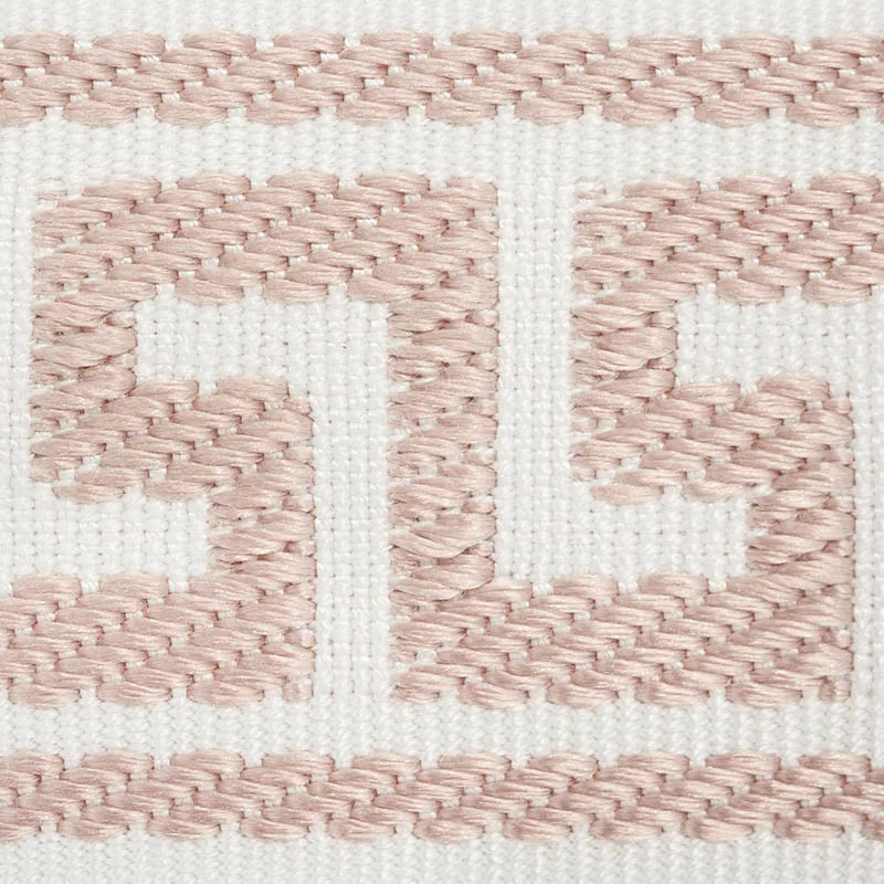 74689 | Etienne Silk Greek Key Narrow - Blush Schumacher Etienne Silk Greek Key Narrow trim in Blush (74689)