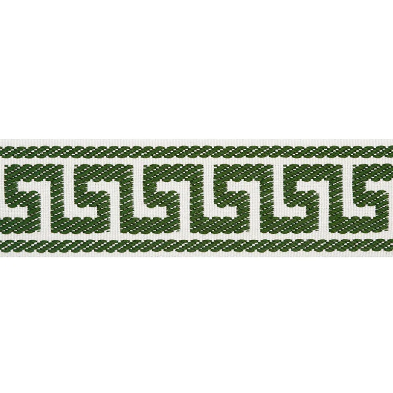 Schumacher Etienne Silk Greek Key Narrow trim in Emerald (74687)