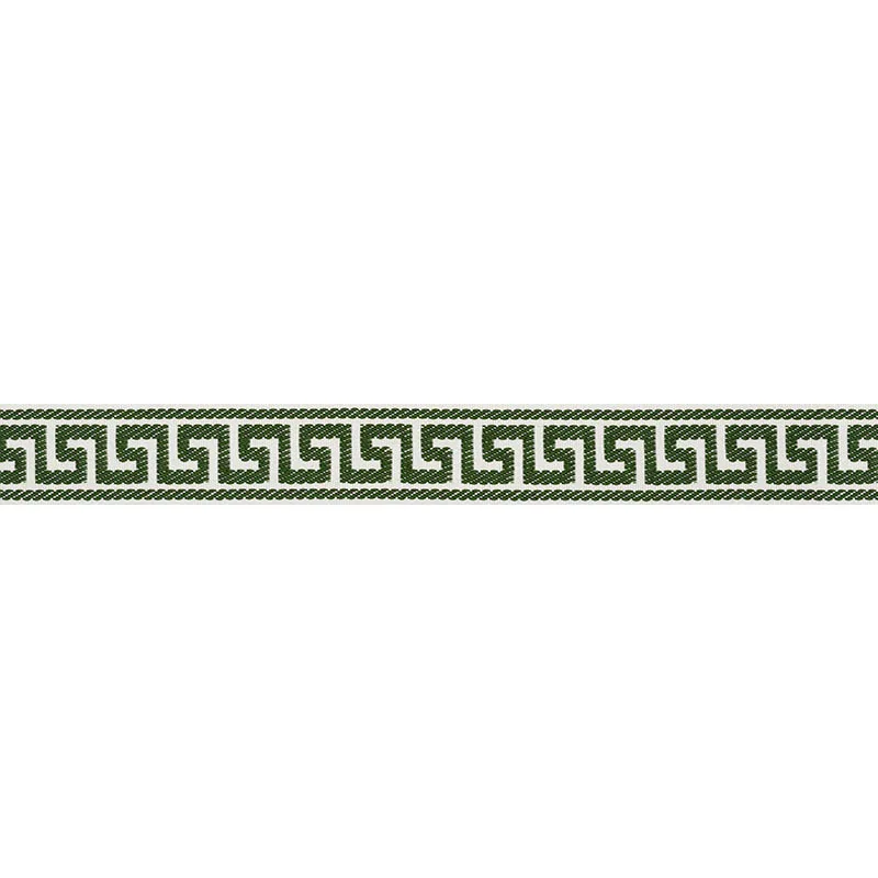 Schumacher Etienne Silk Greek Key Narrow trim in Emerald (74687)