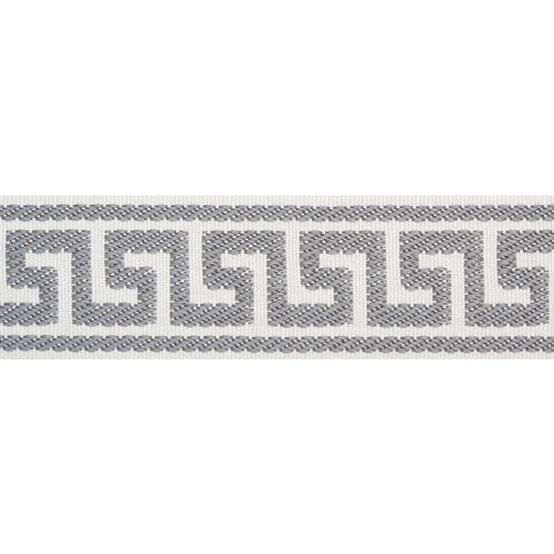 Schumacher Etienne Silk Greek Key Narrow trim in Grey (74688)