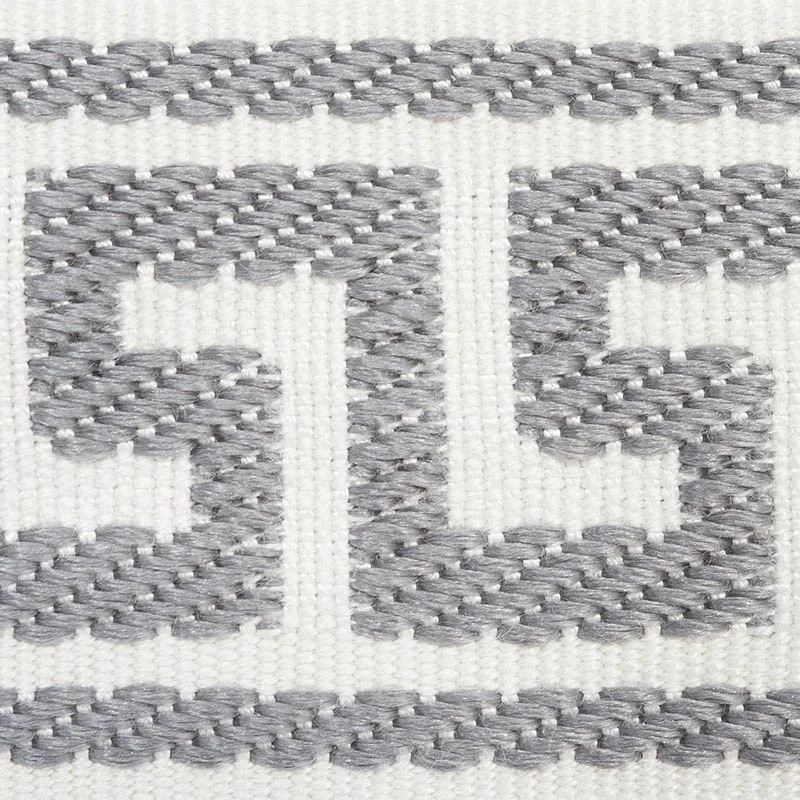 74688 | Etienne Silk Greek Key Narrow - Grey Schumacher Etienne Silk Greek Key Narrow trim in Grey (74688)