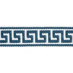 74686 | Etienne Silk Greek Key Narrow - Navy Schumacher Etienne Silk Greek Key Narrow trim in Navy (74686)