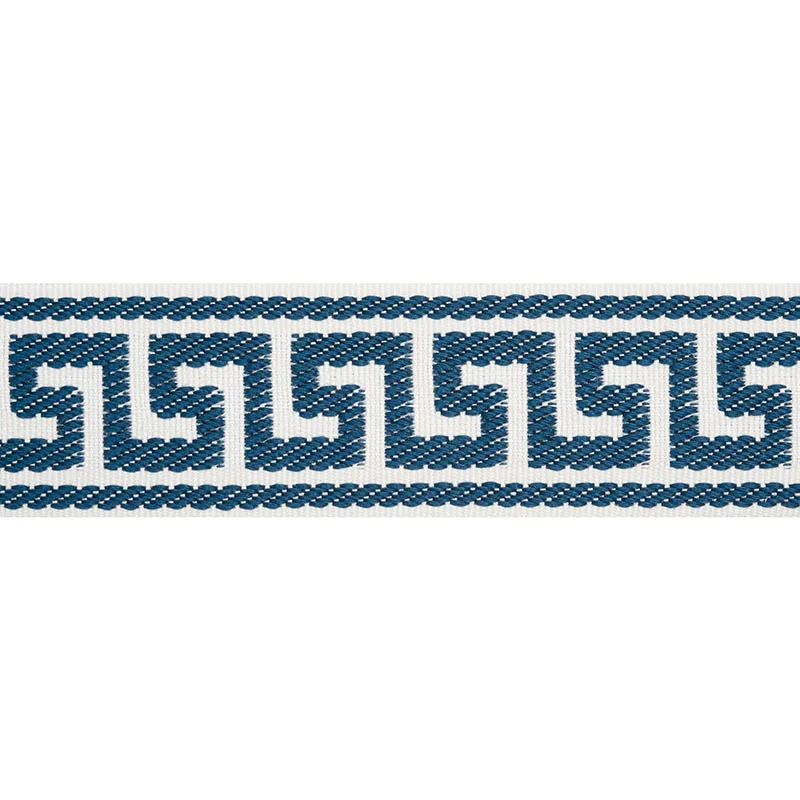 Schumacher Etienne Silk Greek Key Narrow trim in Navy (74686)