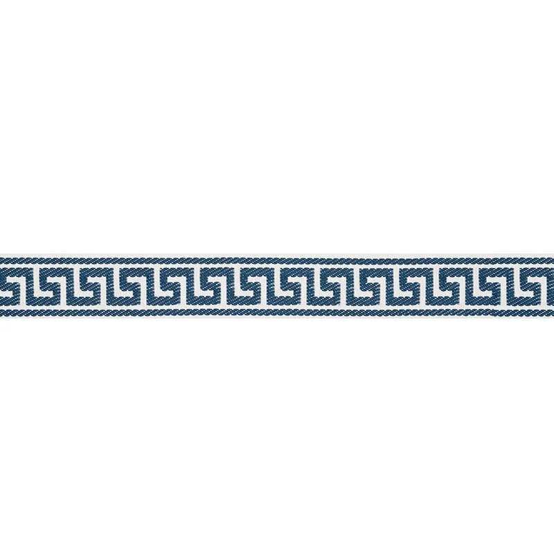 Schumacher Etienne Silk Greek Key Narrow trim in Navy (74686)