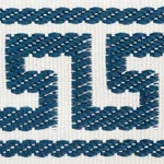 74686 | Etienne Silk Greek Key Narrow - Navy Schumacher Etienne Silk Greek Key Narrow trim in Navy (74686)