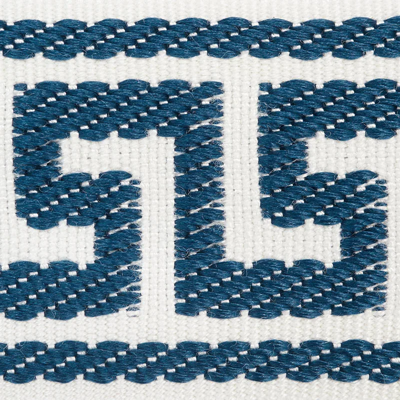 74686 | Etienne Silk Greek Key Narrow - Navy Schumacher Etienne Silk Greek Key Narrow trim in Navy (74686)