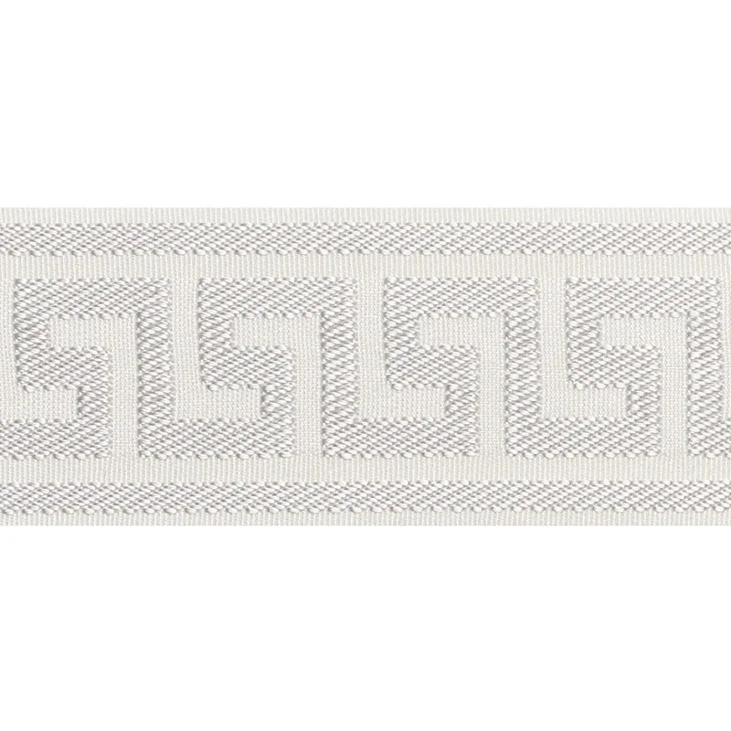 Schumacher Etienne Silk Greek Key Wide trim in Dove (74700)