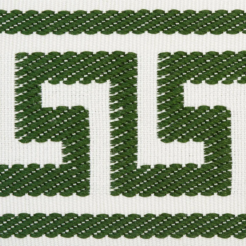 74707 | Etienne Silk Greek Key Wide - Emerald Schumacher Etienne Silk Greek Key Wide trim in Emerald (74707)