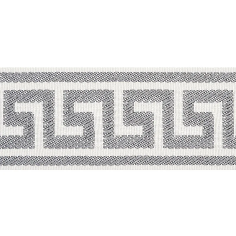 Schumacher Etienne Silk Greek Key Wide trim in Grey (74708)