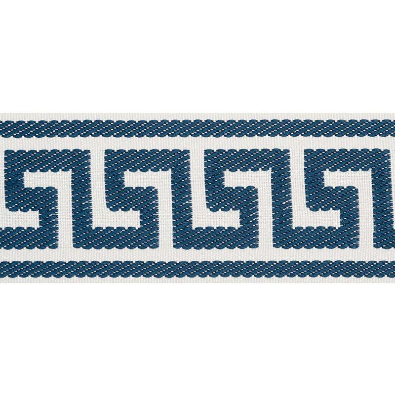 Schumacher Etienne Silk Greek Key Wide trim in Navy (74706)