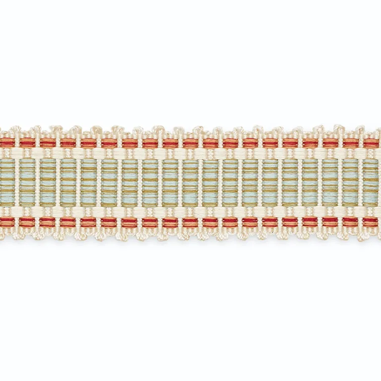 Schumacher Eugenie Picot-Edge Braid trim in Ivory/Azure/Copper (B107-16)
