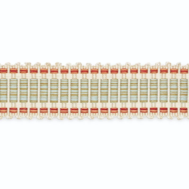 Schumacher Eugenie Picot-Edge Braid trim in Ivory/Azure/Copper (B107-16)