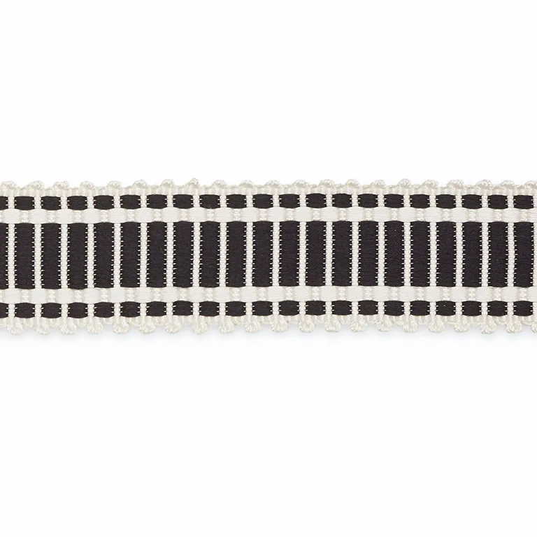 Schumacher Eugenie Picot-Edge Braid trim in Ivory/Ebony (B107-7)