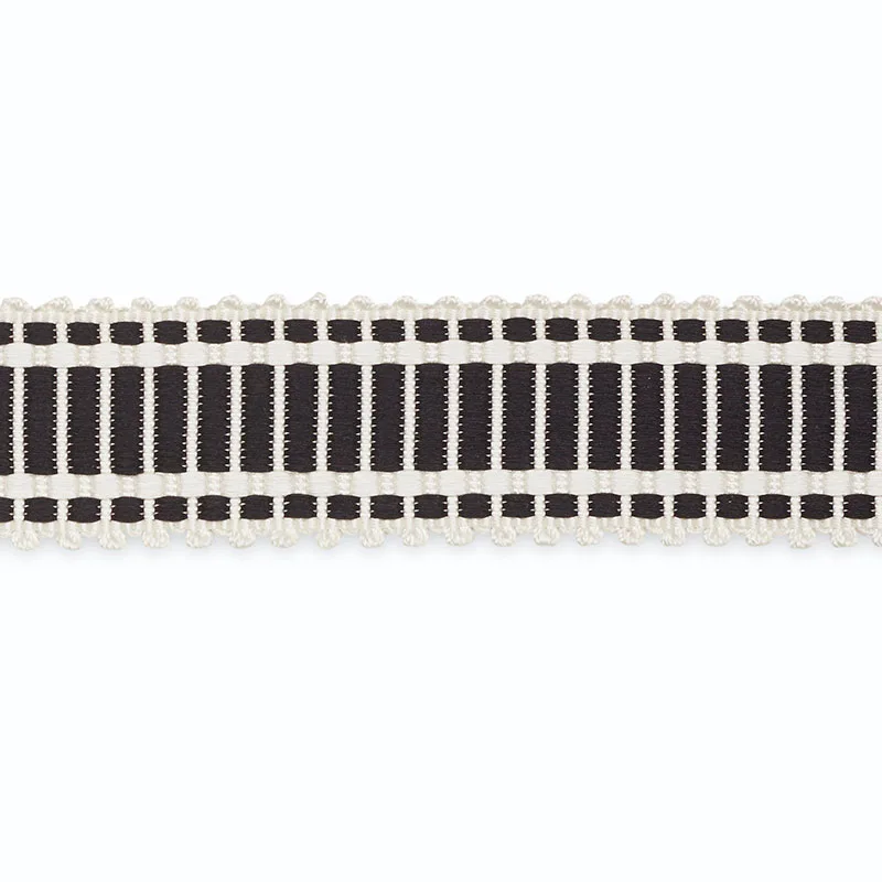 Schumacher Eugenie Picot-Edge Braid trim in Ivory/Ebony (B107-7)