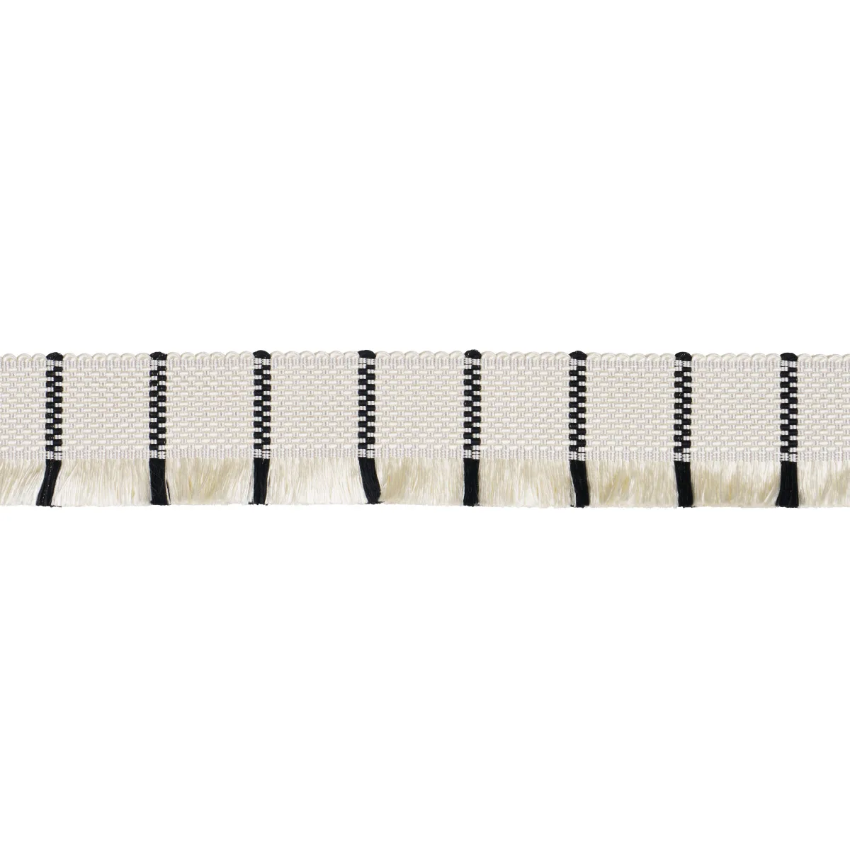 Schumacher Frances Silk Fringe trim in Black and White (83371)