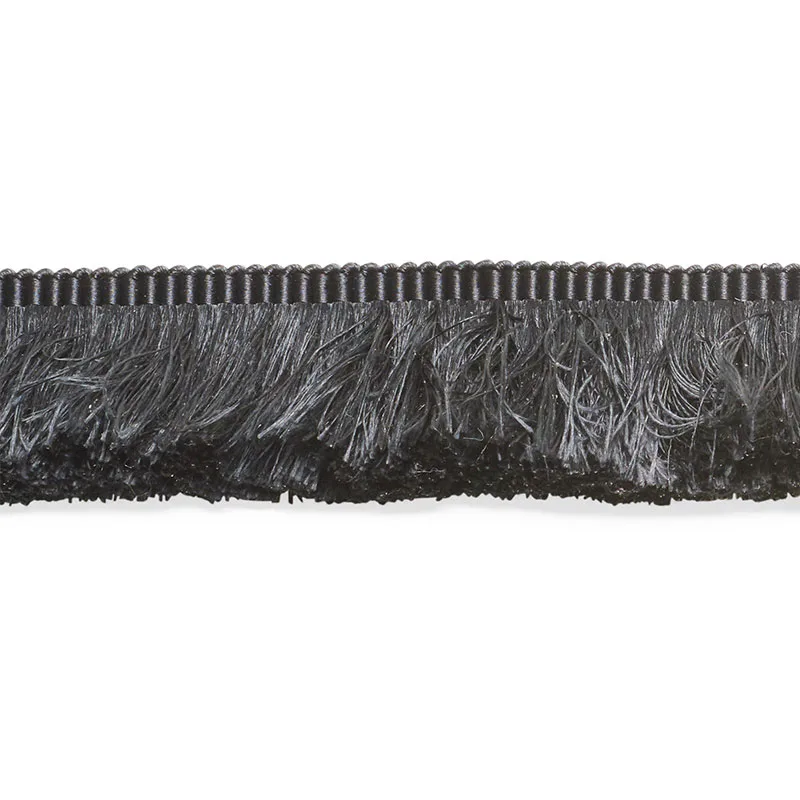 Schumacher Francois Silk Brush Fringe trim in Black (74591)