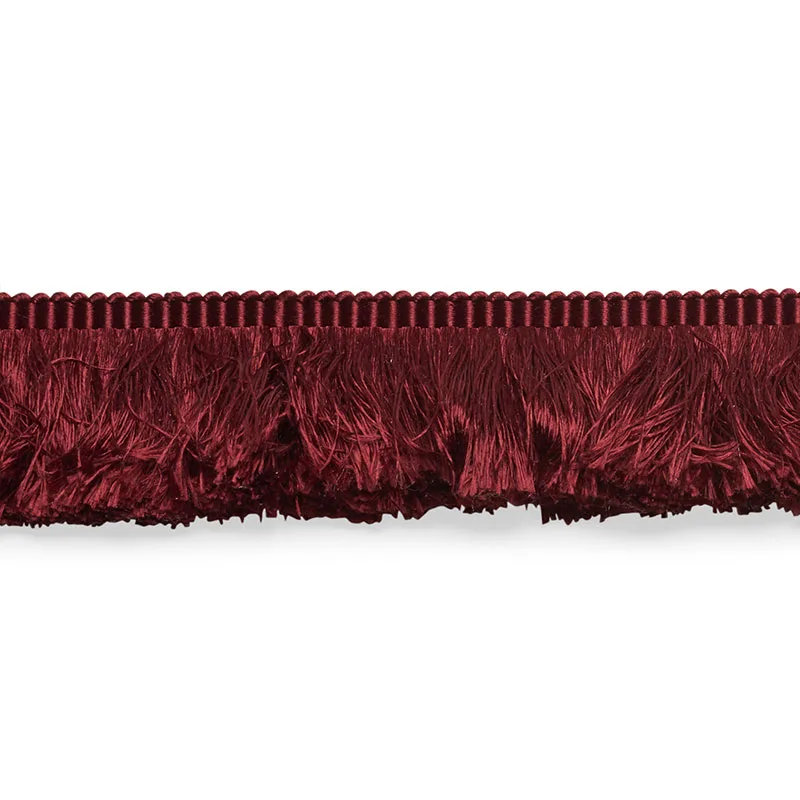 Schumacher Francois Silk Brush Fringe trim in Burgundy (74589)