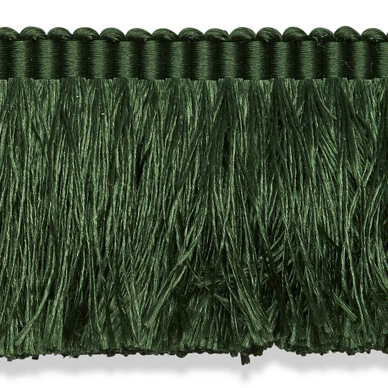 74594 | Francois Silk Brush Fringe - Emerald Schumacher Francois Silk Brush Fringe trim in Emerald (74594)