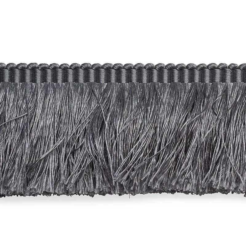 Schumacher Francois Silk Brush Fringe trim in Grey (74593)