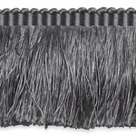 74593 | Francois Silk Brush Fringe - Grey Schumacher Francois Silk Brush Fringe trim in Grey (74593)