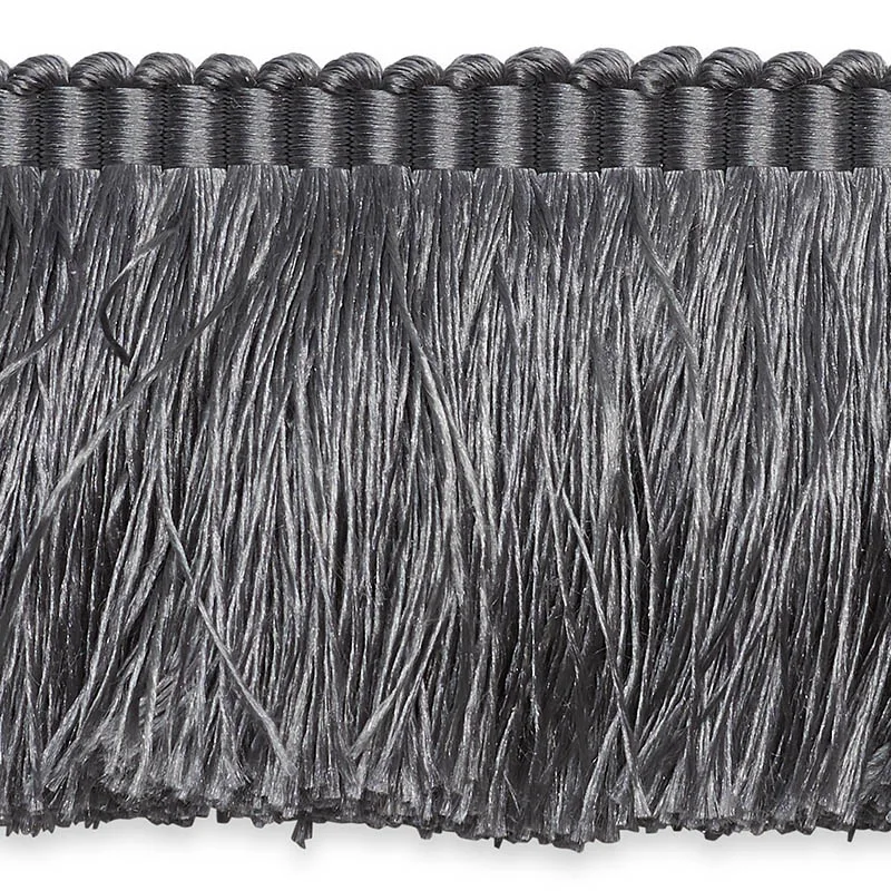 74593 | Francois Silk Brush Fringe - Grey Schumacher Francois Silk Brush Fringe trim in Grey (74593)