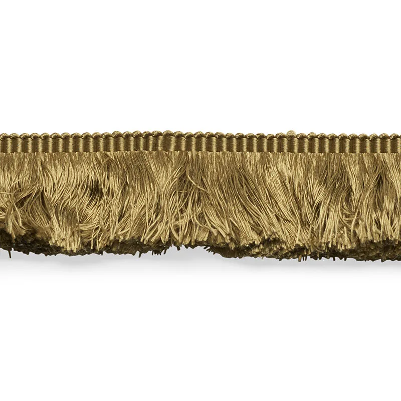 Schumacher Francois Silk Brush Fringe trim in Olive (74585)
