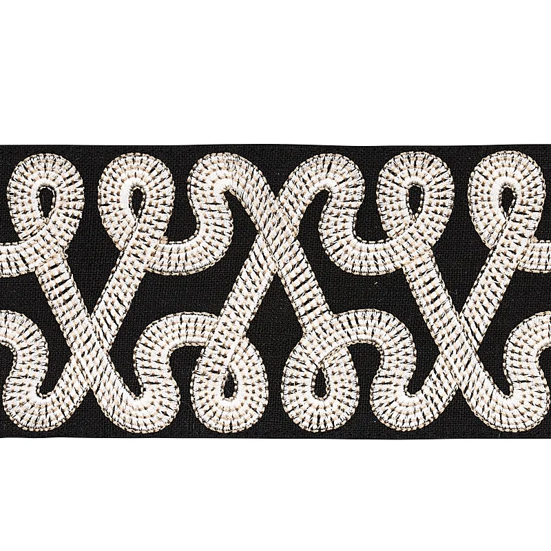 Schumacher Freeform Embroidered Tape trim in Black (76733)
