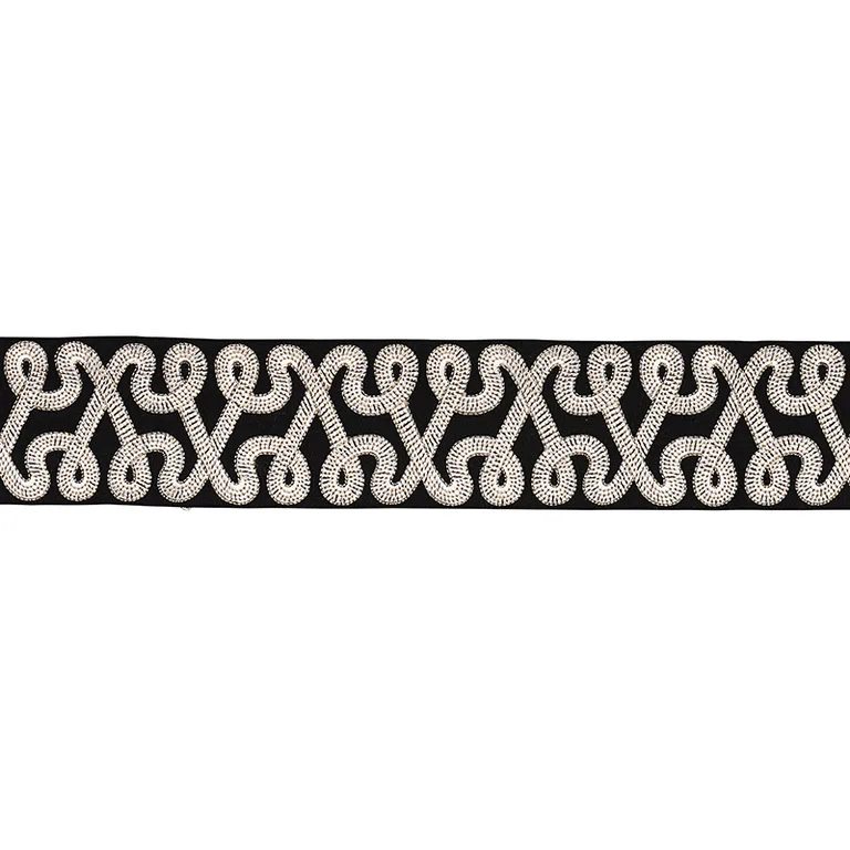 Schumacher Freeform Embroidered Tape trim in Black (76733)