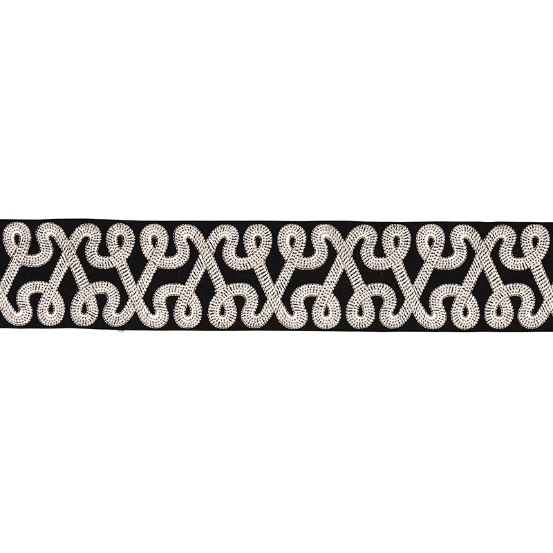 Schumacher Freeform Embroidered Tape trim in Black (76733)