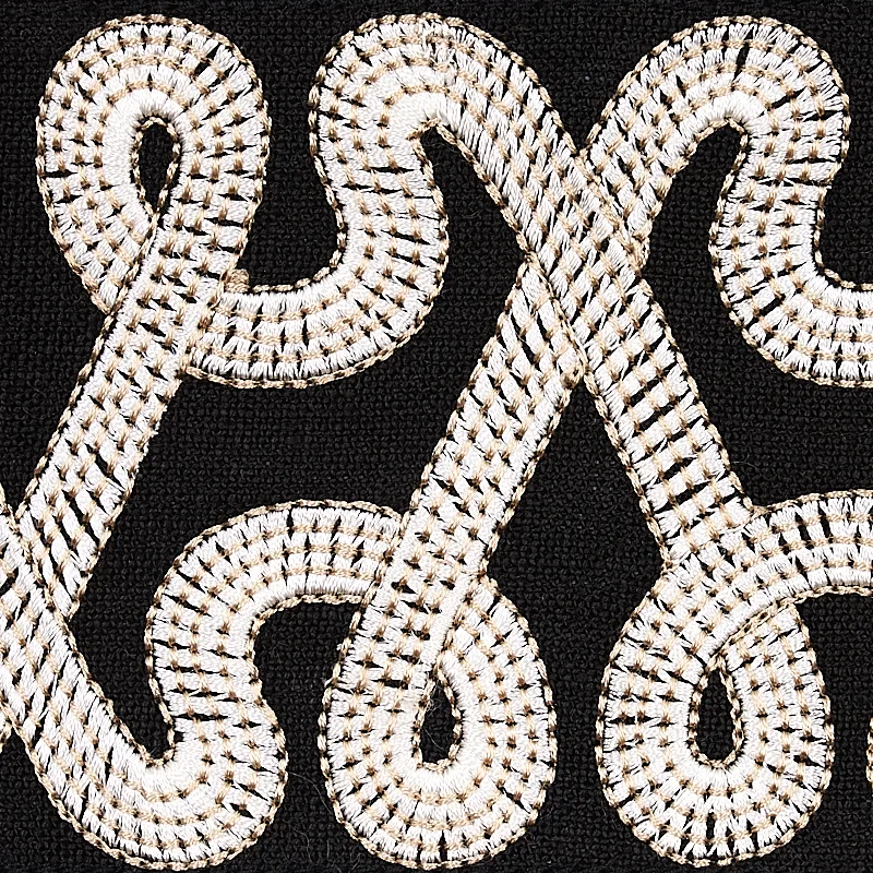 76733 | Freeform Embroidered Tape - Black Schumacher Freeform Embroidered Tape trim in Black (76733)