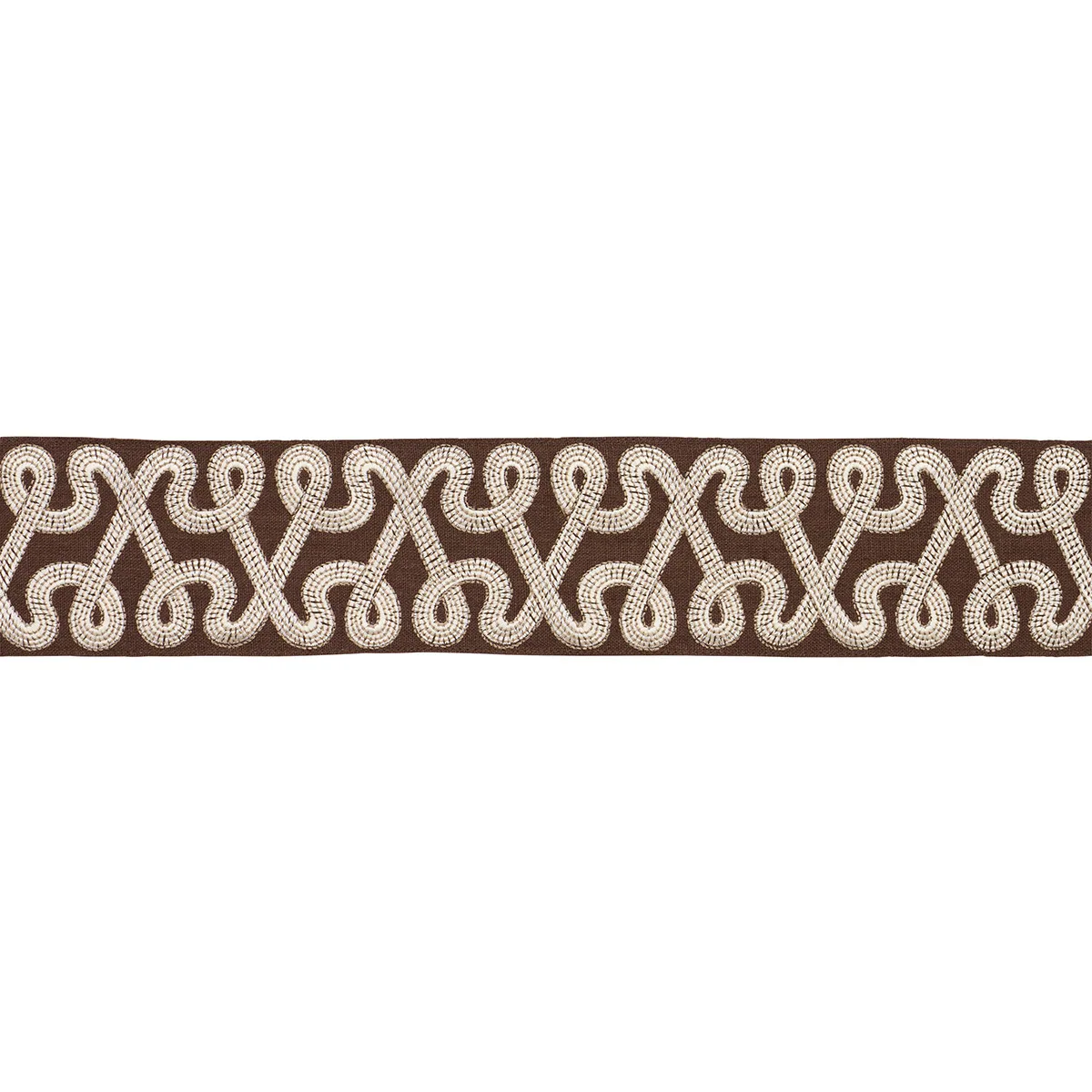 Schumacher Freeform Embroidered Tape trim in Chocolate (76736)