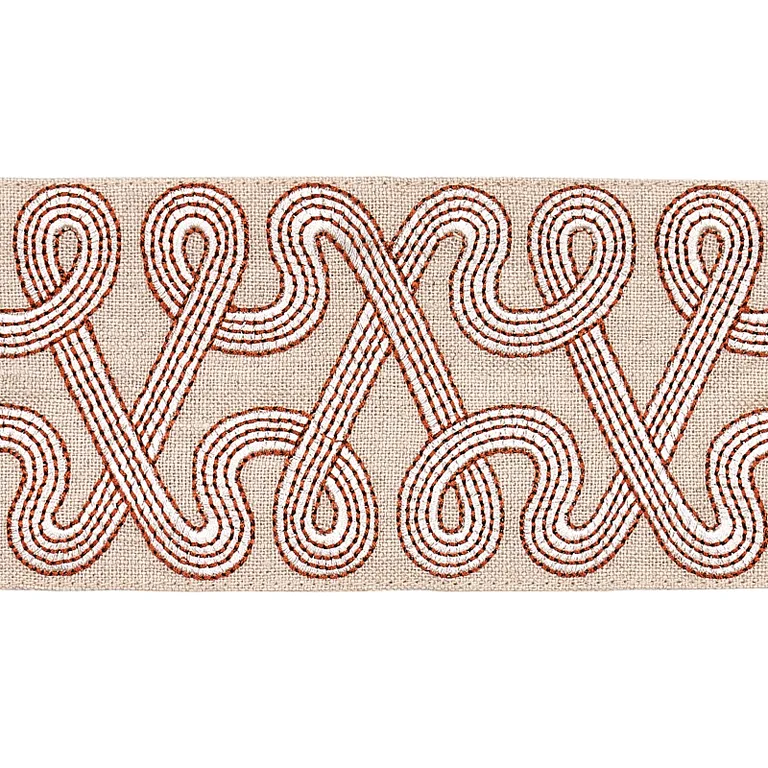 Schumacher Freeform Embroidered Tape trim in Clay (76734)