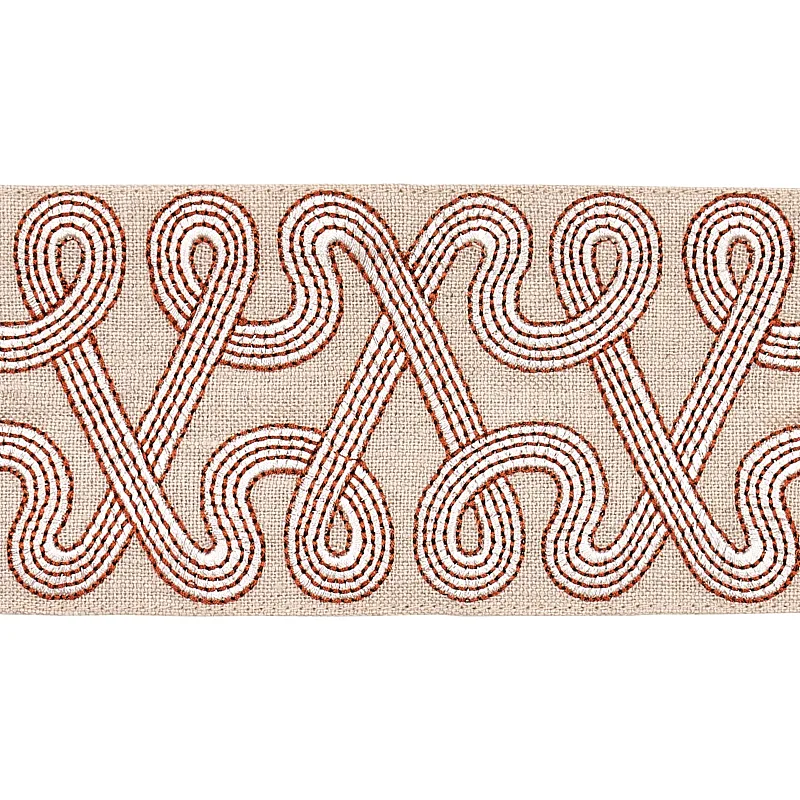 Schumacher Freeform Embroidered Tape trim in Clay (76734)