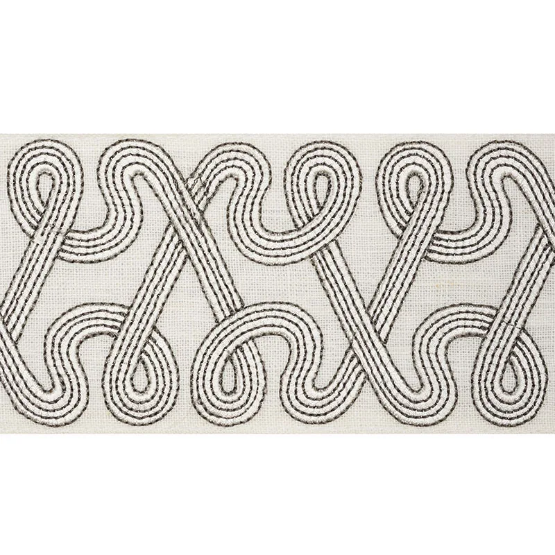 Schumacher Freeform Embroidered Tape trim in Dove (76730)
