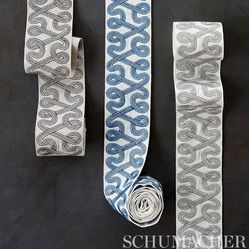 76732 | Freeform Embroidered Tape - Graphite Schumacher Freeform Embroidered Tape trim in Graphite (76732)