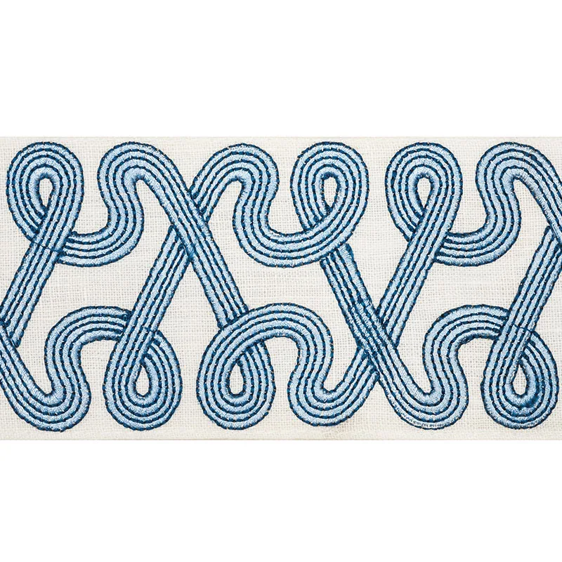 Schumacher Freeform Embroidered Tape trim in Sky (76731)