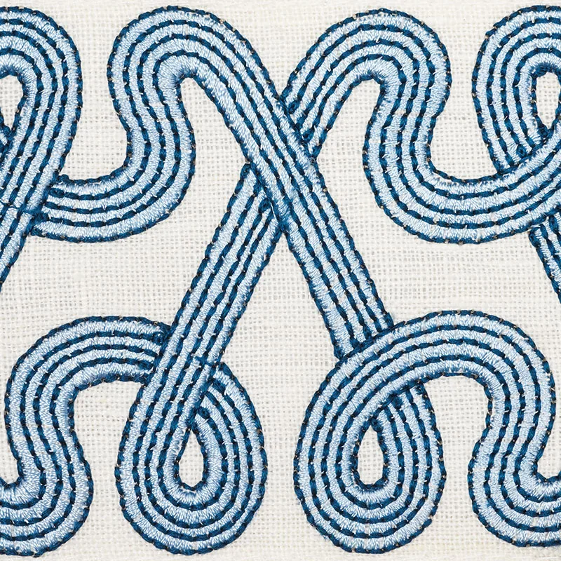 Schumacher Freeform Embroidered Tape trim in Sky (76731)