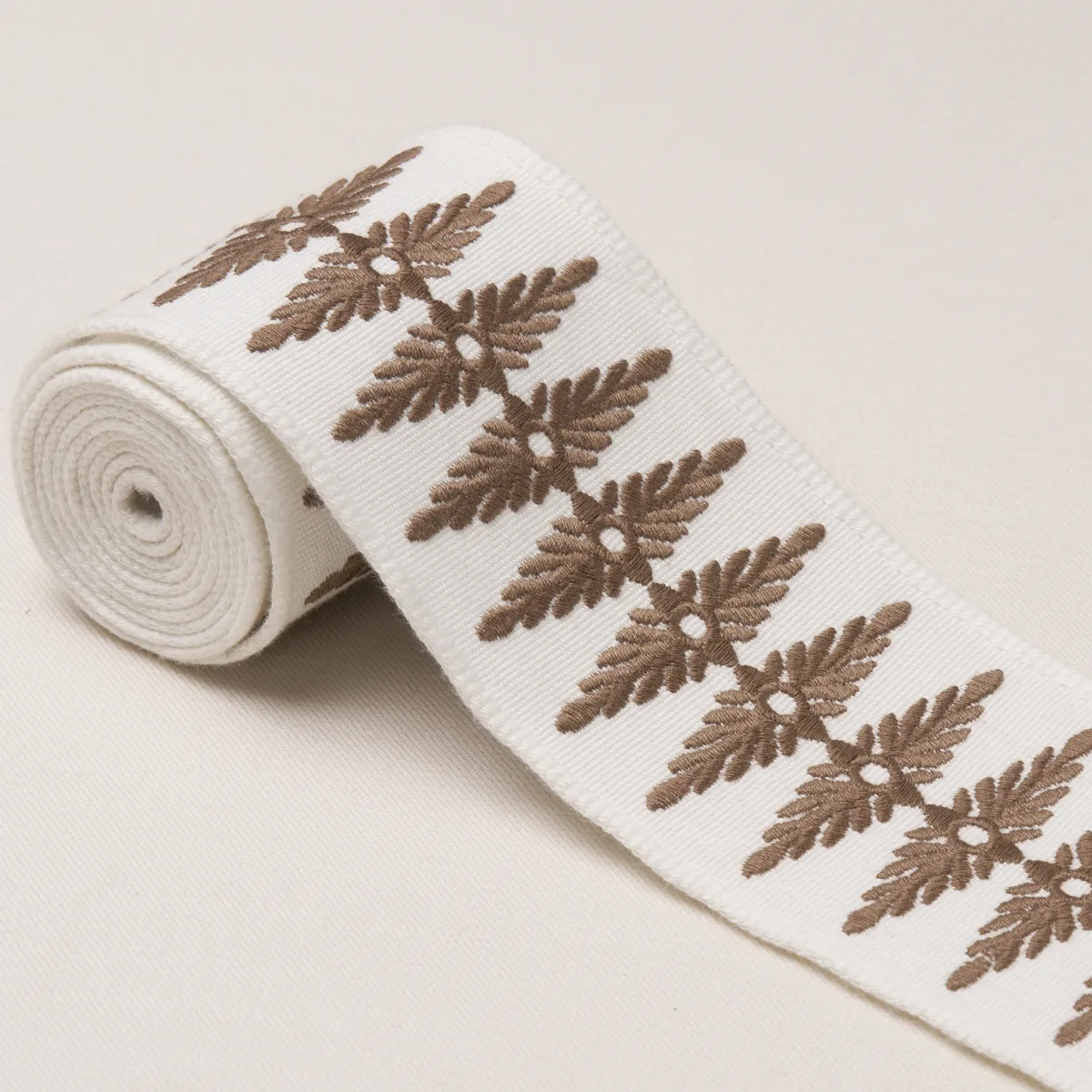86323 | Genevieve Embroidered Tape - Brown Schumacher Genevieve Embroidered Tape trim in Brown (86323)