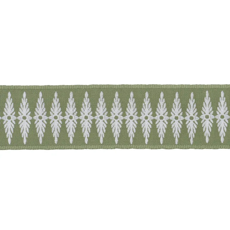 Schumacher Genevieve Embroidered Tape trim in Green (86324)