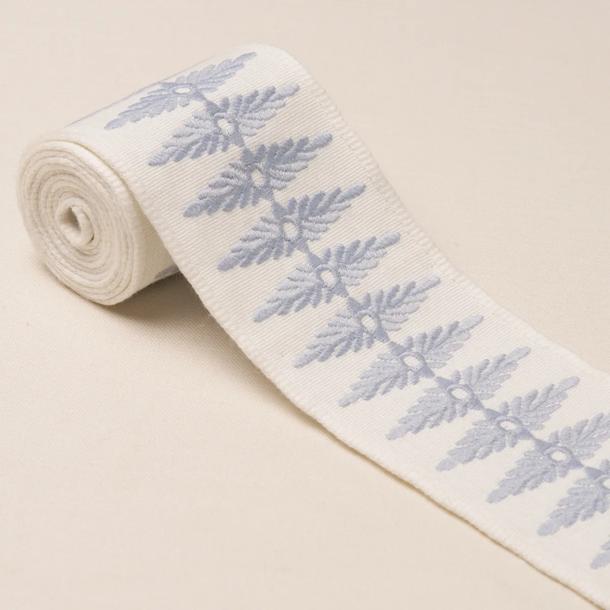 86320 | Genevieve Embroidered Tape - Sky Schumacher Genevieve Embroidered Tape trim in Sky (86320)