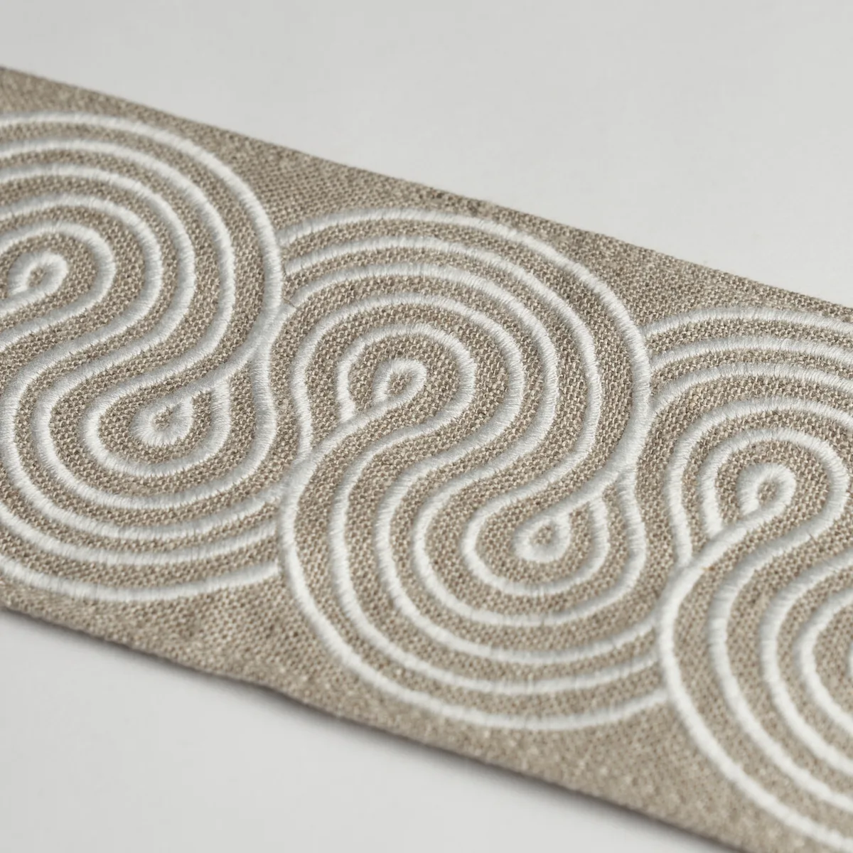 81251 | Giraldi Embroidered Trim - Linen Schumacher Giraldi Embroidered Trim in Linen (81251)